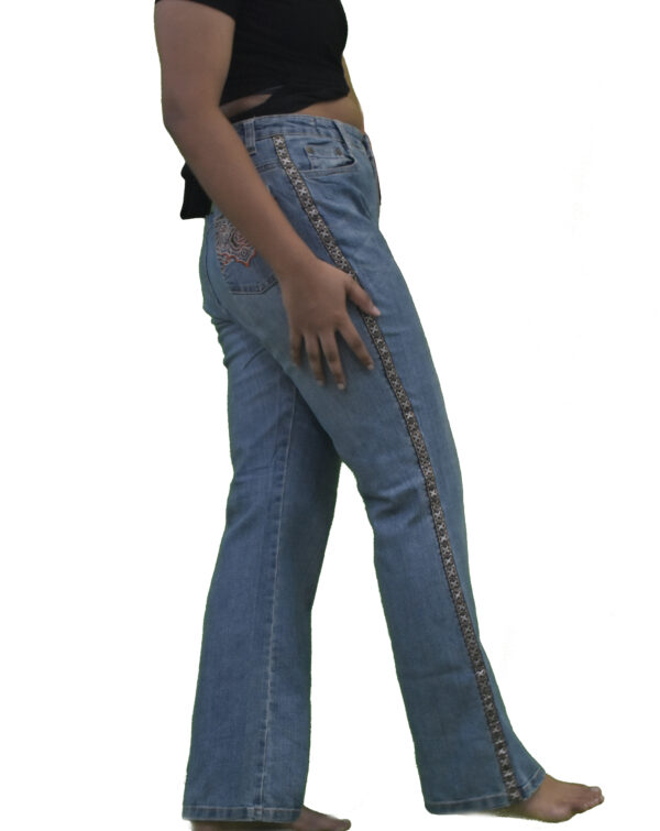Pattern Blue Flared Jeans