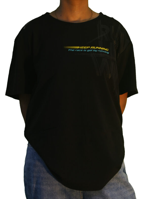 Keep Running Oversized Black T-Shirt