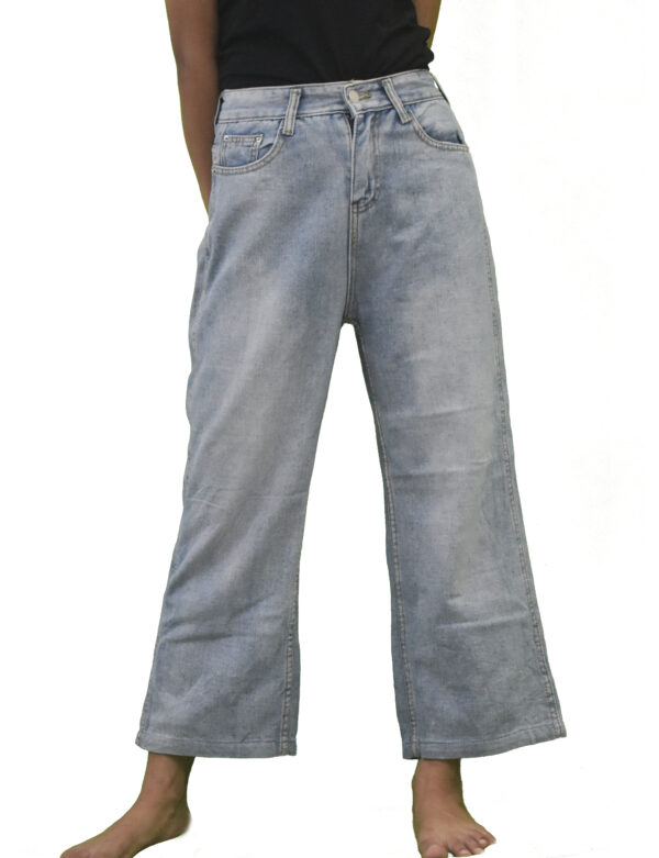 light blue flared jeans