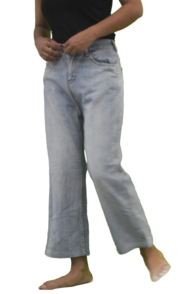 light blue flared jeans